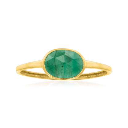 Gilded Lane 14K Gold 8x6mm Sakota Emerald Solitaire East-West Ring