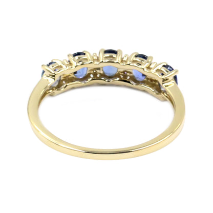 Gilded Lane 14K Gold 5-Stone Ceylon Blue Sapphire & Diamond Band Ring