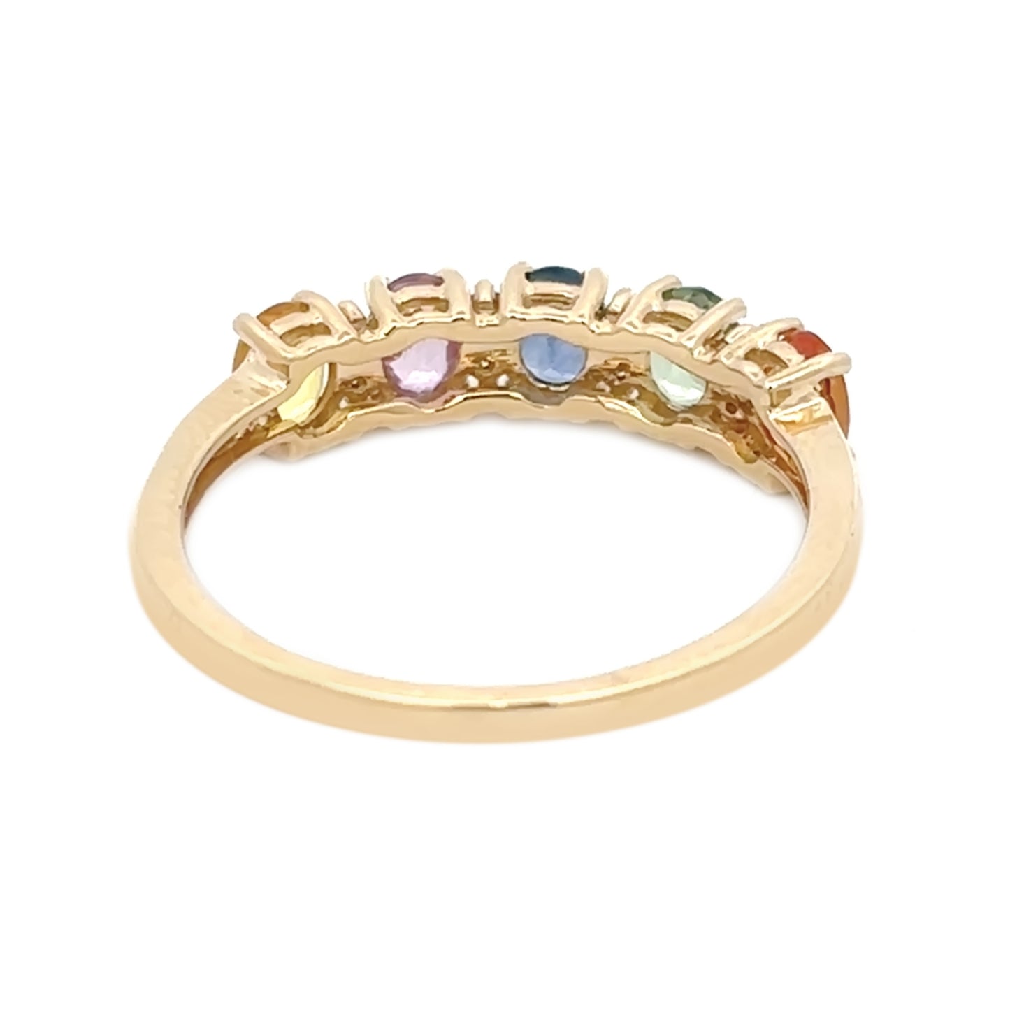 Gilded Lane 14K Gold 5-Stone Multi-Sapphire & Diamond Band Ring