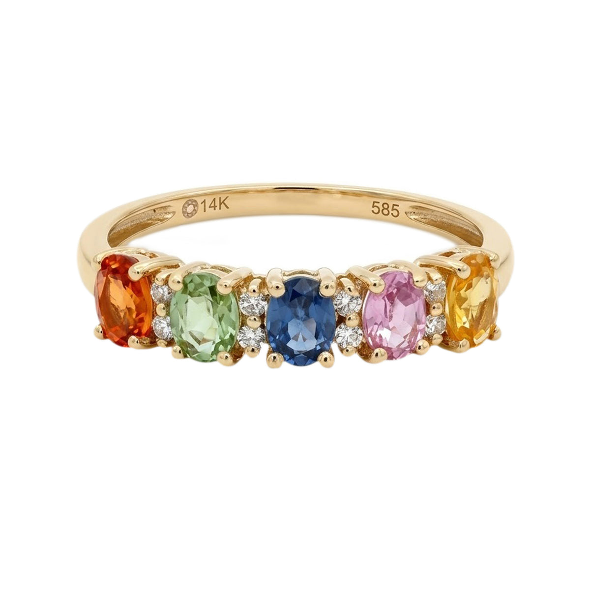 Gilded Lane 14K Gold 5-Stone Multi-Sapphire & Diamond Band Ring