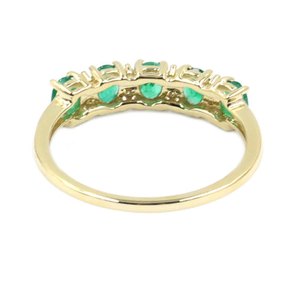 Gilded Lane 14K Gold 5-Stone Zambian Emerald & Diamond Band Ring