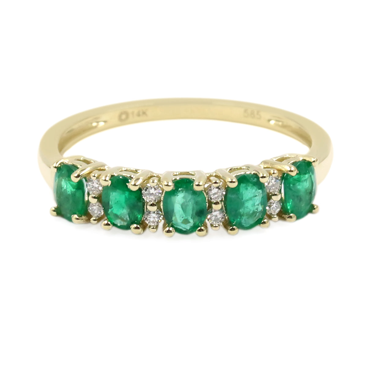 Gilded Lane 14K Gold 5-Stone Zambian Emerald & Diamond Band Ring