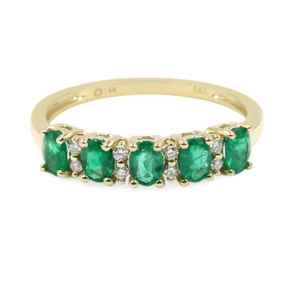 Gilded Lane 14K Gold 5-Stone Zambian Emerald & Diamond Band Ring