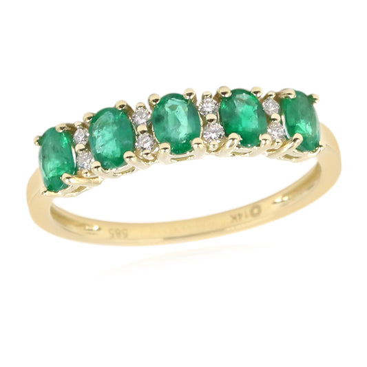 Gilded Lane 14K Gold 5-Stone Zambian Emerald & Diamond Band Ring