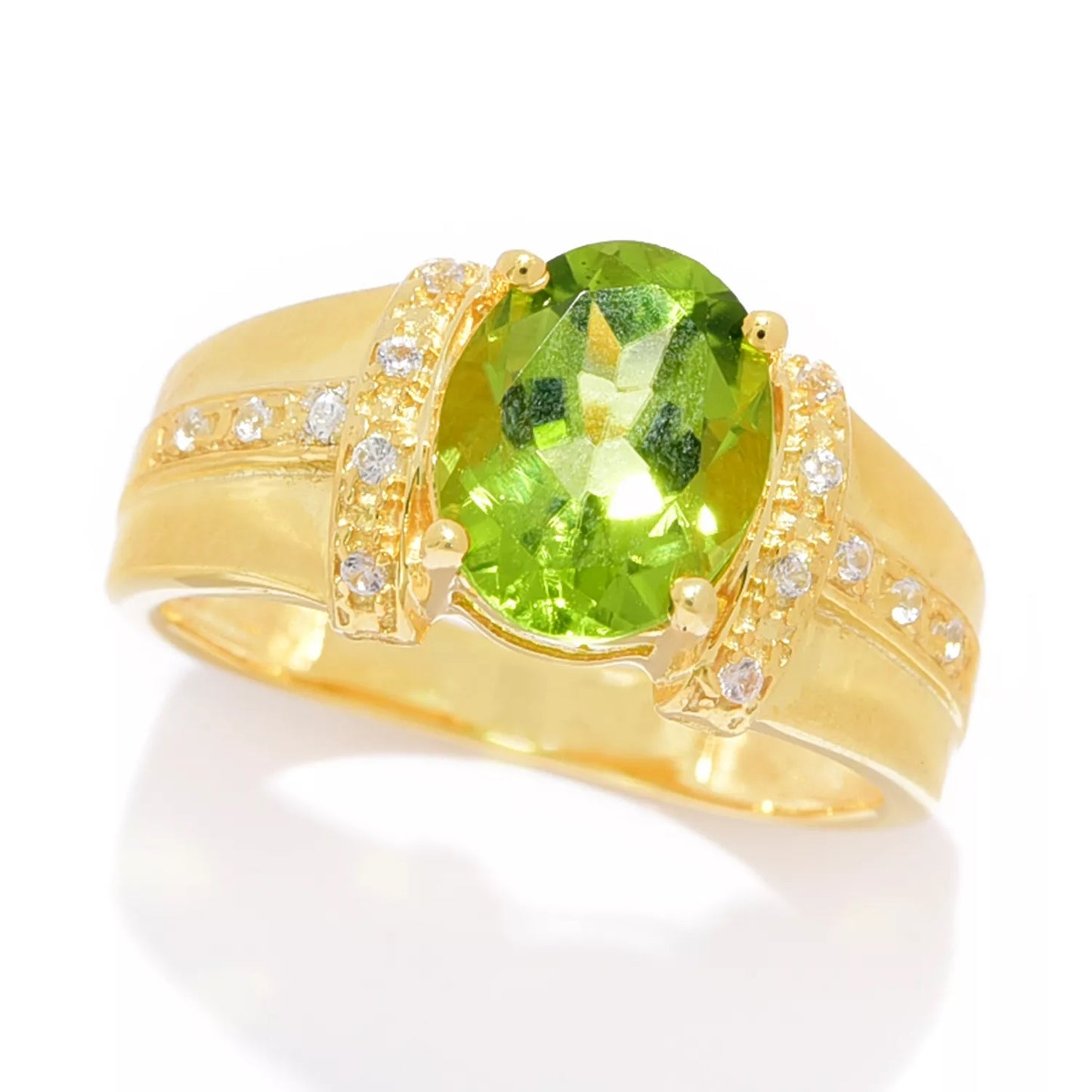 Pinctore 18K Gold Plated 9x7mm Arizona Peridot Ring