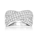 Pinctore Sterling Silver Pave Gemstone Crossover Ring