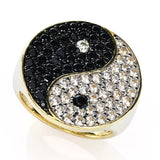Pinctore 18K Gold Plated Gemstone Yin & Yang Ring