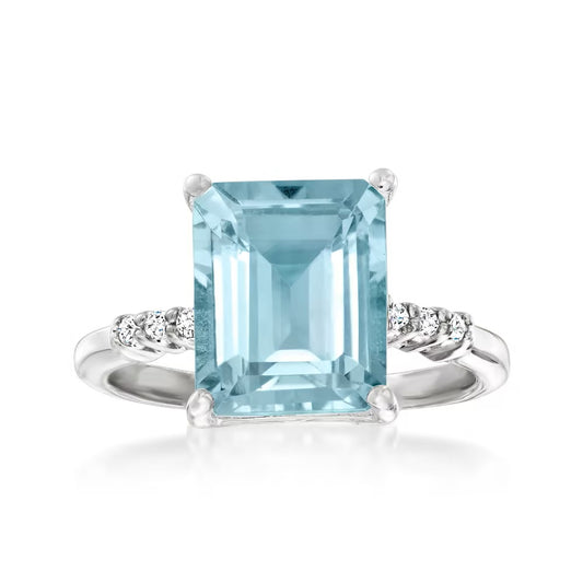 Gem Treasures Sterling Silver 11x9mm Octagon-Cut Gemstone Ring