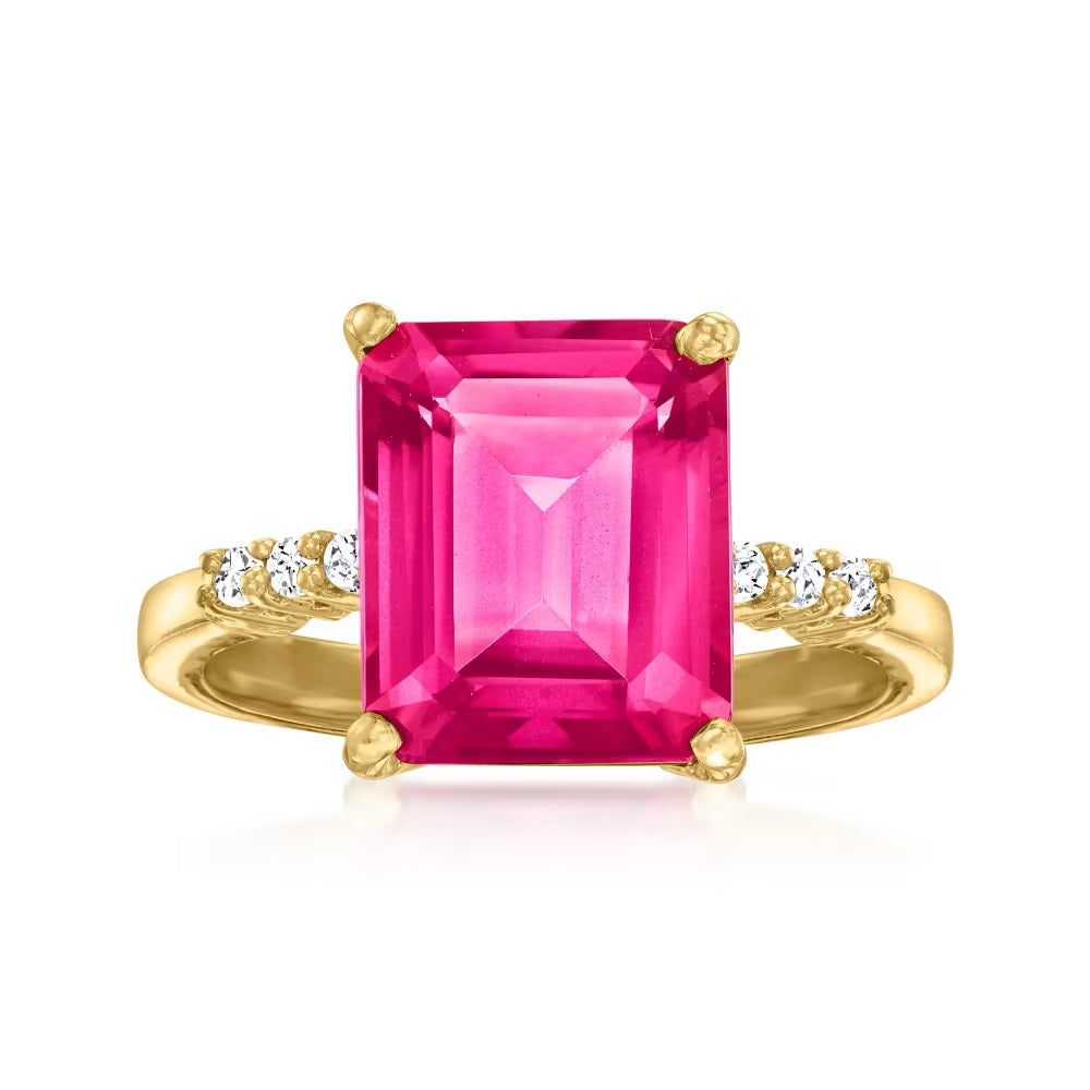 Gem Treasures Sterling Silver 11x9mm Octagon-Cut Gemstone Ring