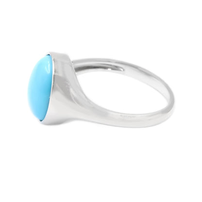 Sterling Silver 11x9mm Oval Sleeping Beauty Turquoise Modern Solitaire Ring