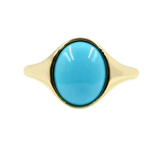 Sterling Silver 11x9mm Oval Sleeping Beauty Turquoise Modern Solitaire Ring