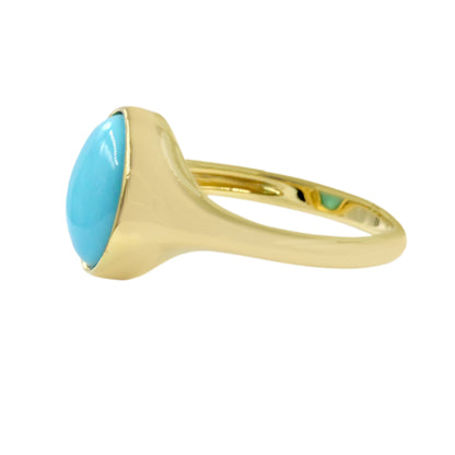 Sterling Silver 11x9mm Oval Sleeping Beauty Turquoise Modern Solitaire Ring