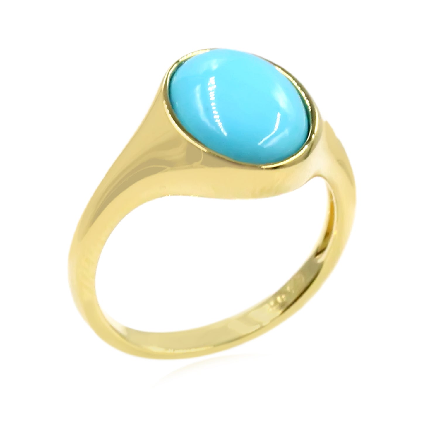 Sterling Silver 11x9mm Oval Sleeping Beauty Turquoise Modern Solitaire Ring