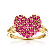 Gem Treasures 18K Gold Plated Rhodolite Garnet Pave Heart Ring