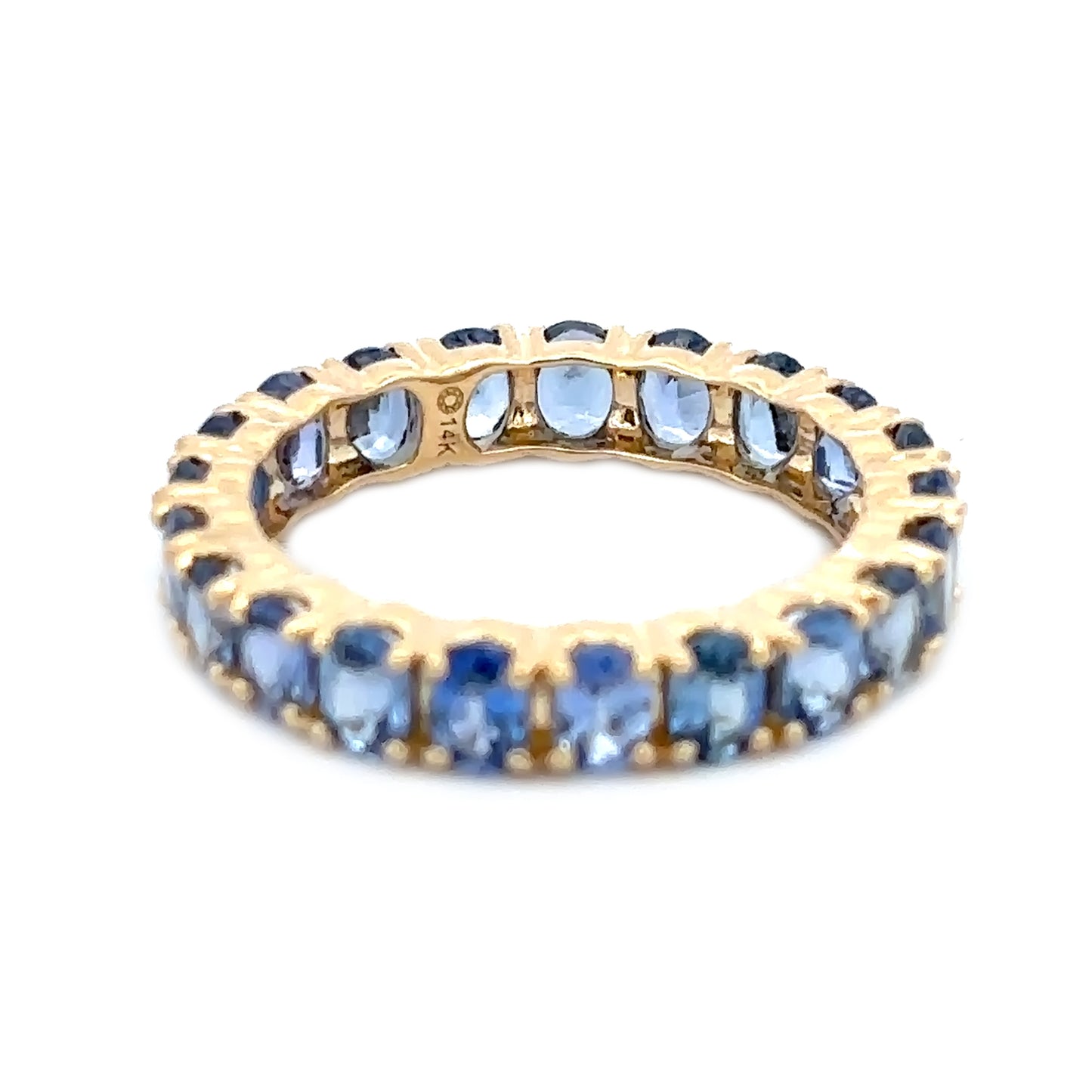 Gilded Lane 14K Gold 4x3mm Ceylon Blue Sapphire Eternity Band Ring