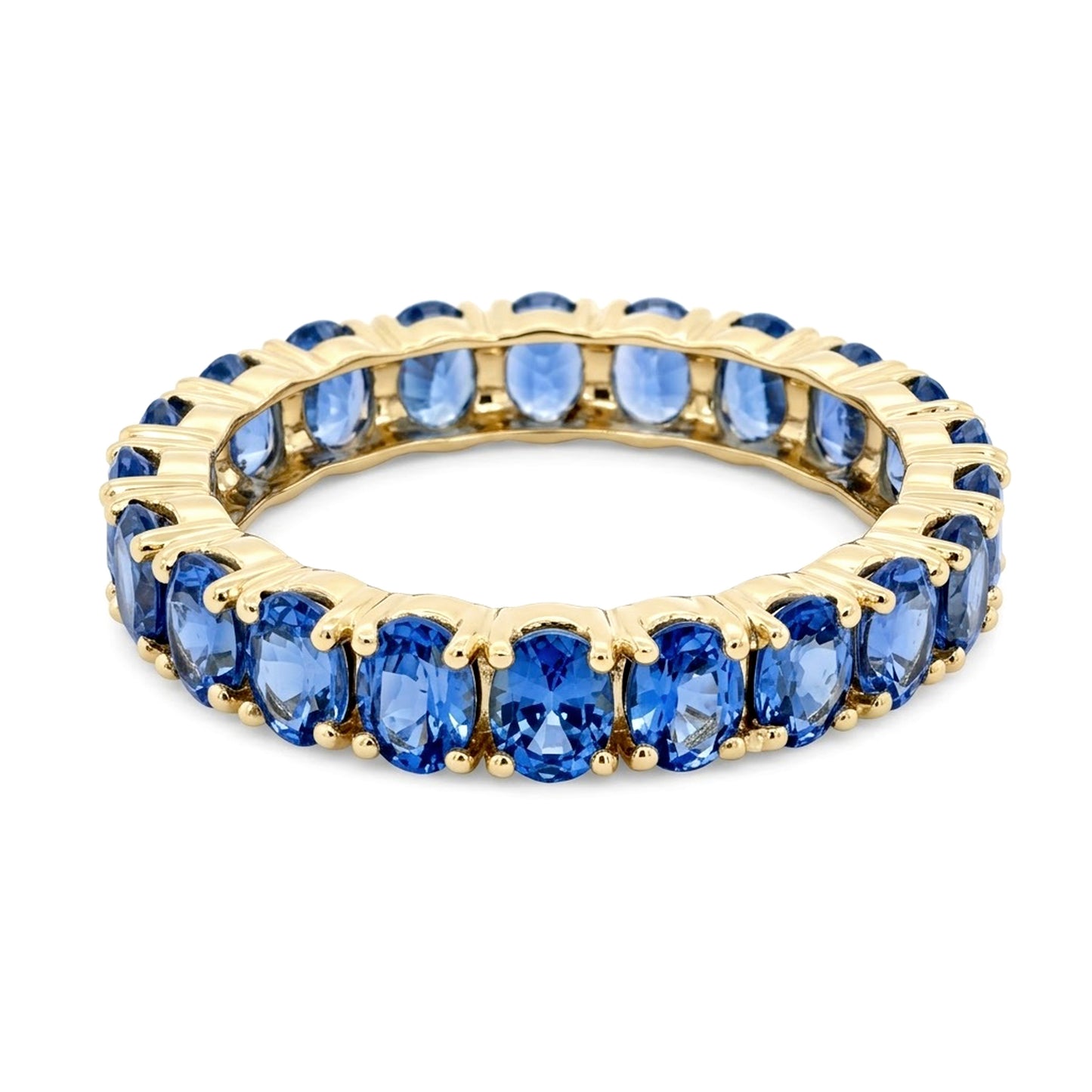 Gilded Lane 14K Gold 4x3mm Ceylon Blue Sapphire Eternity Band Ring