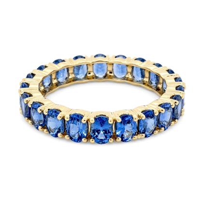 Gilded Lane 14K Gold 4x3mm Ceylon Blue Sapphire Eternity Band Ring