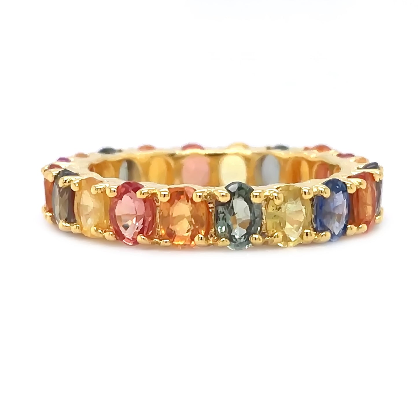 Gilded Lane 14K Gold 4x3mm Multi-Sapphire Eternity Band Ring