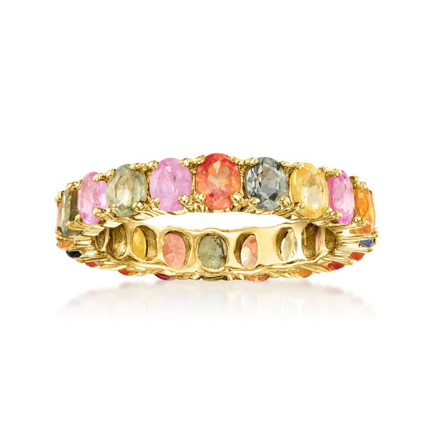 Gilded Lane 14K Gold 4x3mm Multi-Sapphire Eternity Band Ring