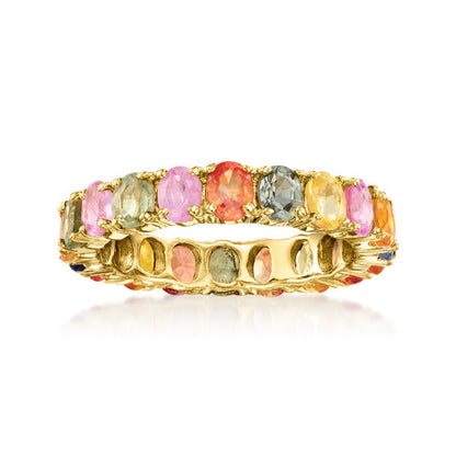 Gilded Lane 14K Gold 4x3mm Multi-Sapphire Eternity Band Ring