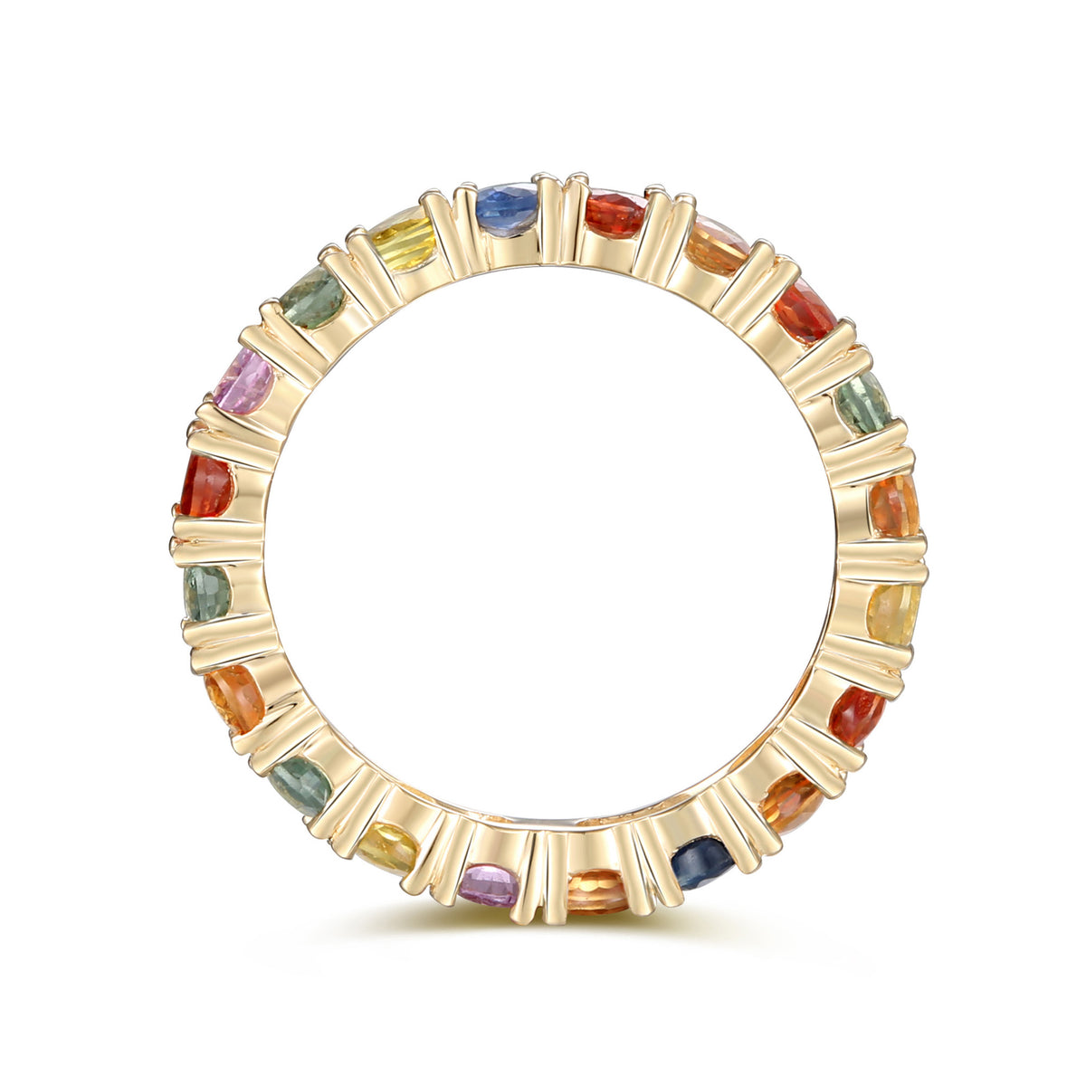 Gilded Lane 14K Gold 4x3mm Multi-Sapphire Eternity Band Ring