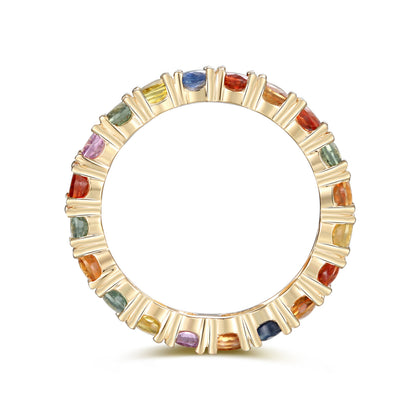 Gilded Lane 14K Gold 4x3mm Multi-Sapphire Eternity Band Ring