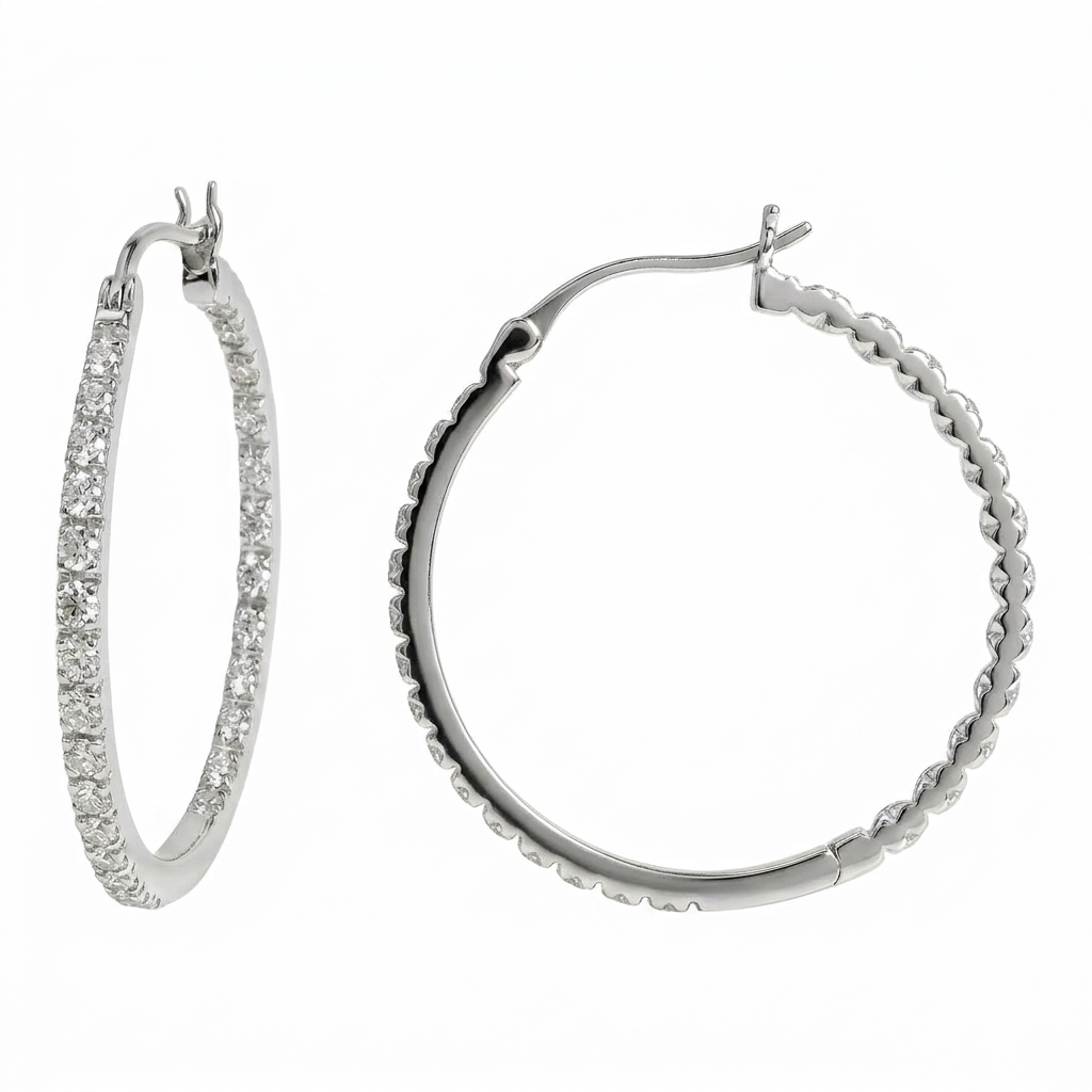 10K Gold 0.50ctw Diamond Inside-Out Hoop Earrings