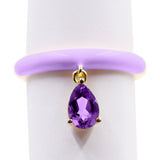 Pinctore 7x5mm Pear-Shaped Gemstone & Enamel Charm Ring