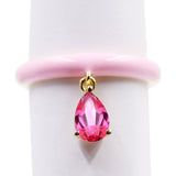 Pinctore 7x5mm Pear-Shaped Gemstone & Enamel Charm Ring