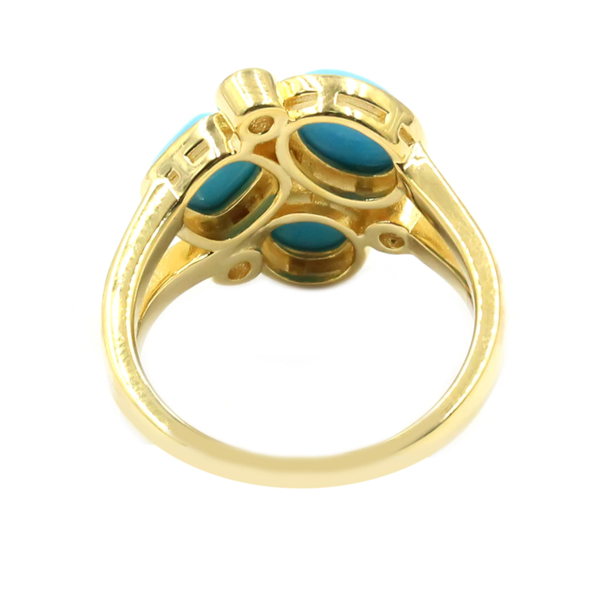 Sterling Silver 3-Stone Multi-Shape Sleeping Beauty Turquoise & White Zircon Cluster Ring