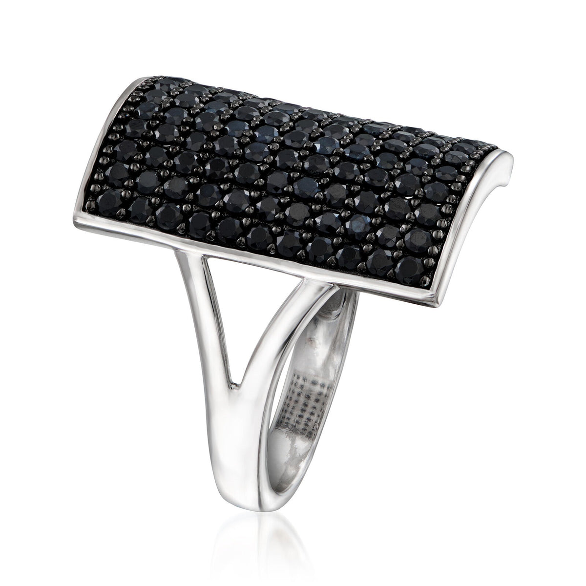 Gem Treasures Sterling Silver Pave Gemstone Rectangular Shield Ring