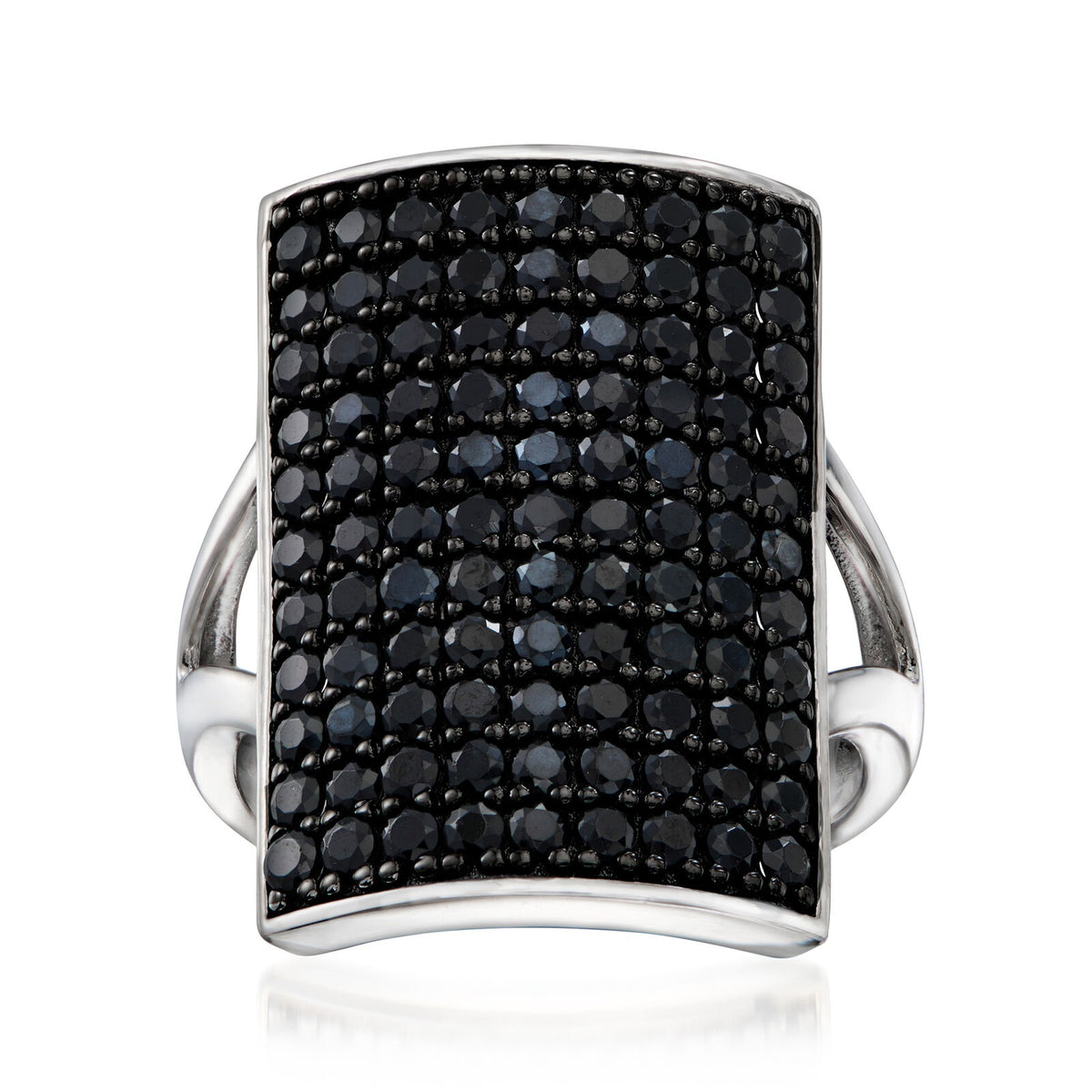 Gem Treasures Sterling Silver Pave Gemstone Rectangular Shield Ring