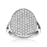 Gem Treasures Sterling Silver White Zircon Round Pave Ring