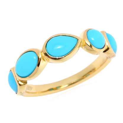 Gold Plated Sleeping Beauty Turquoise Multi-Shape Half Eternity Band Ring