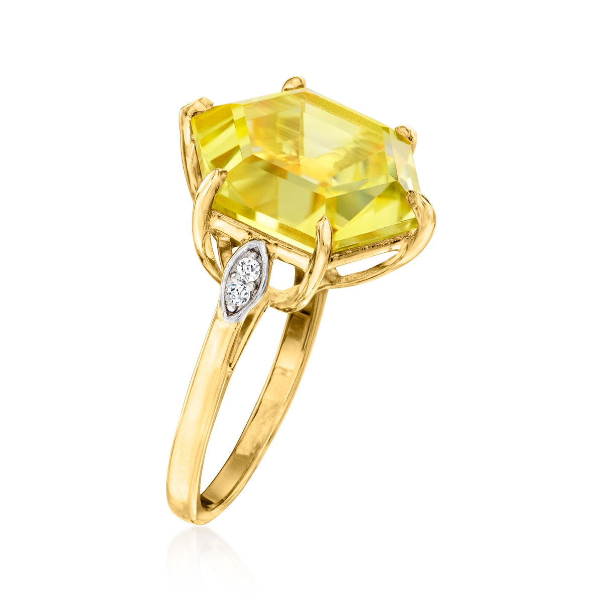 Gem Treasures Sterling Silver 14mm Specialty Cut Gemstone Solitaire Ring