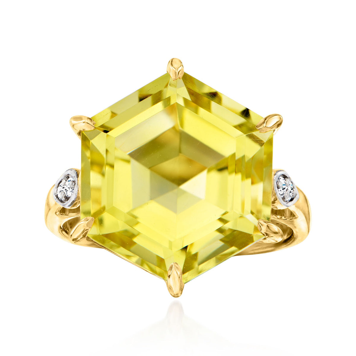 Gem Treasures Sterling Silver 14mm Specialty Cut Gemstone Solitaire Ring