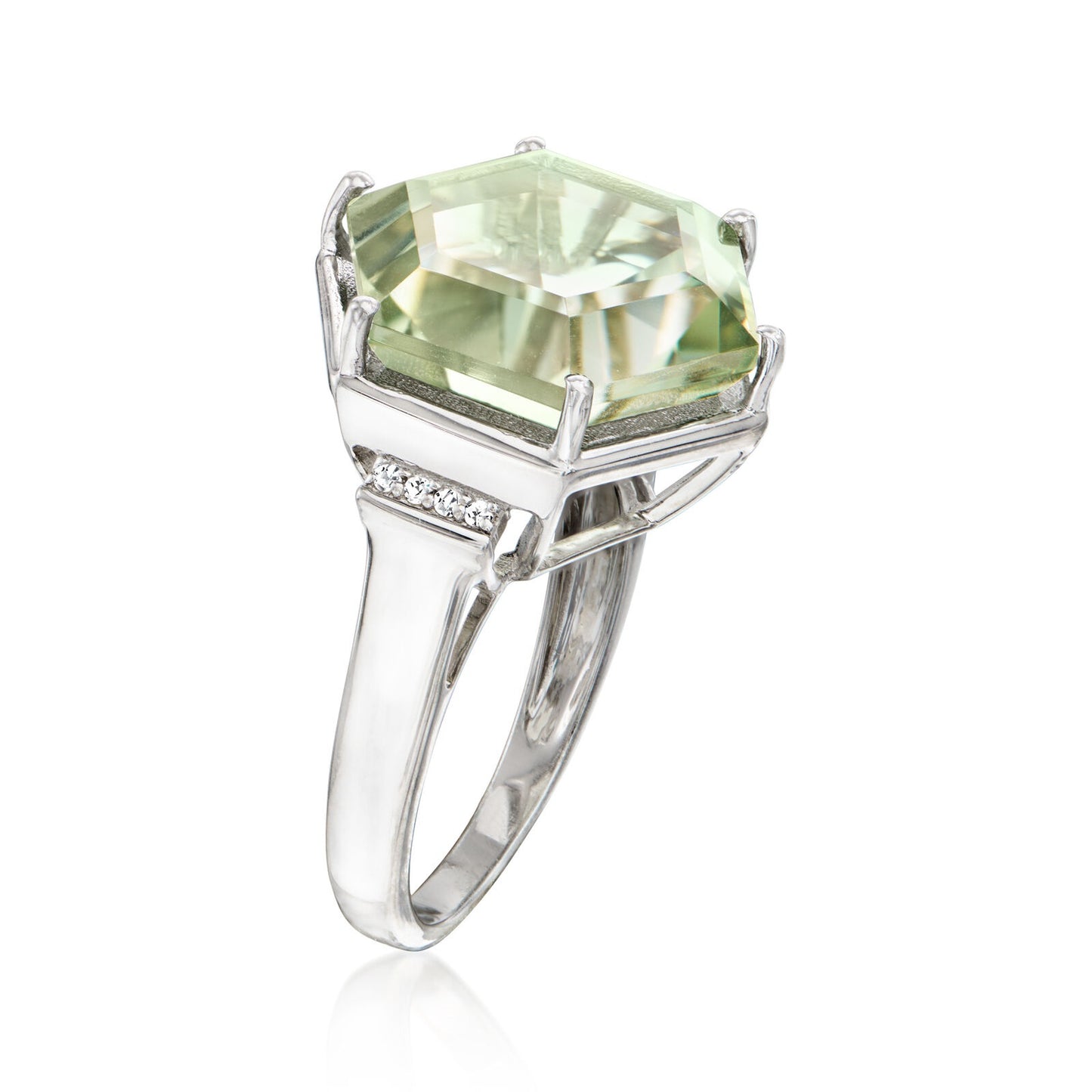 Pinctore Sterling Silver 14mm Specialty Cut Gemstone Solitaire Ring