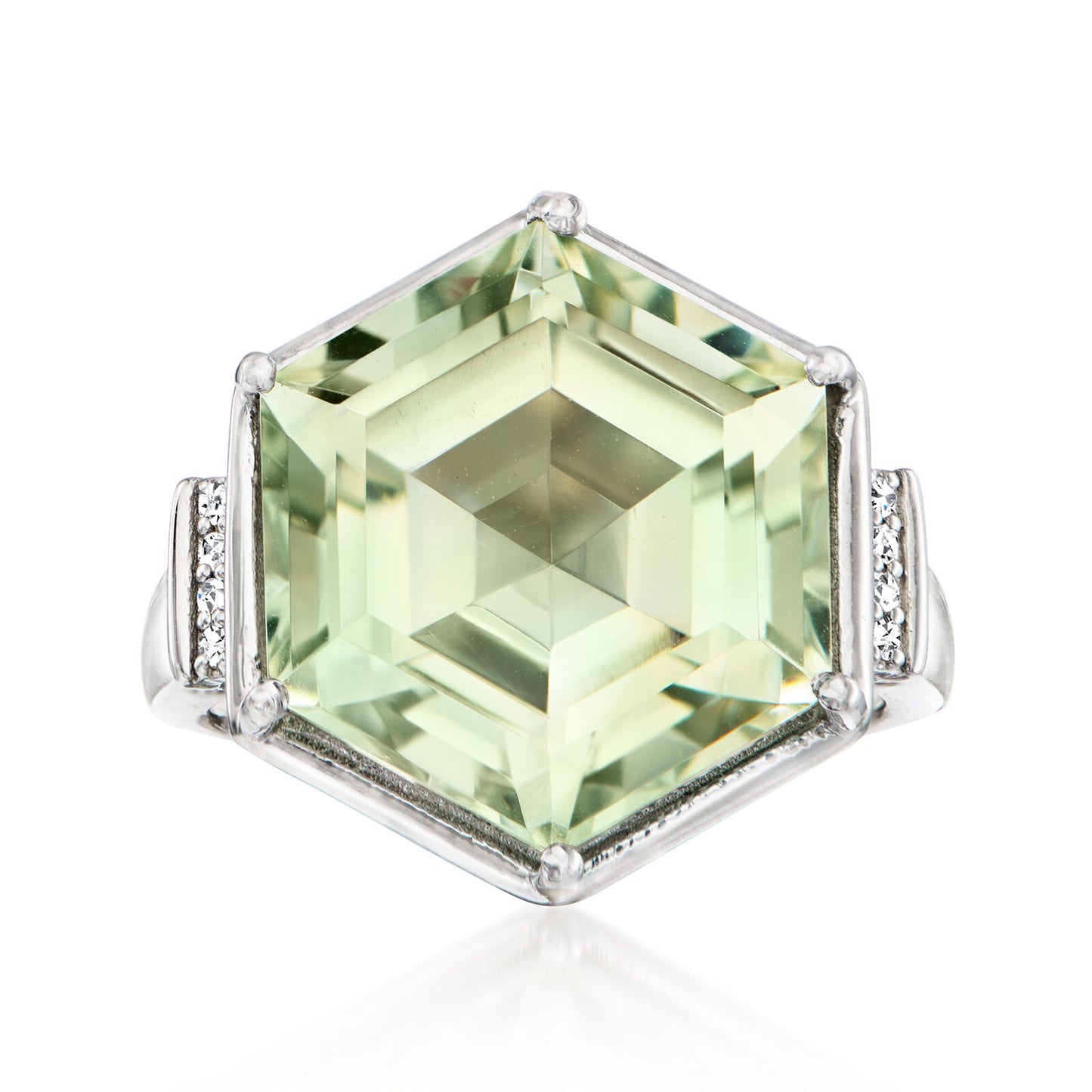 Pinctore Sterling Silver 14mm Specialty Cut Gemstone Solitaire Ring