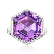 Gem Treasures Sterling Silver 14mm Specialty Cut Gemstone Solitaire Ring