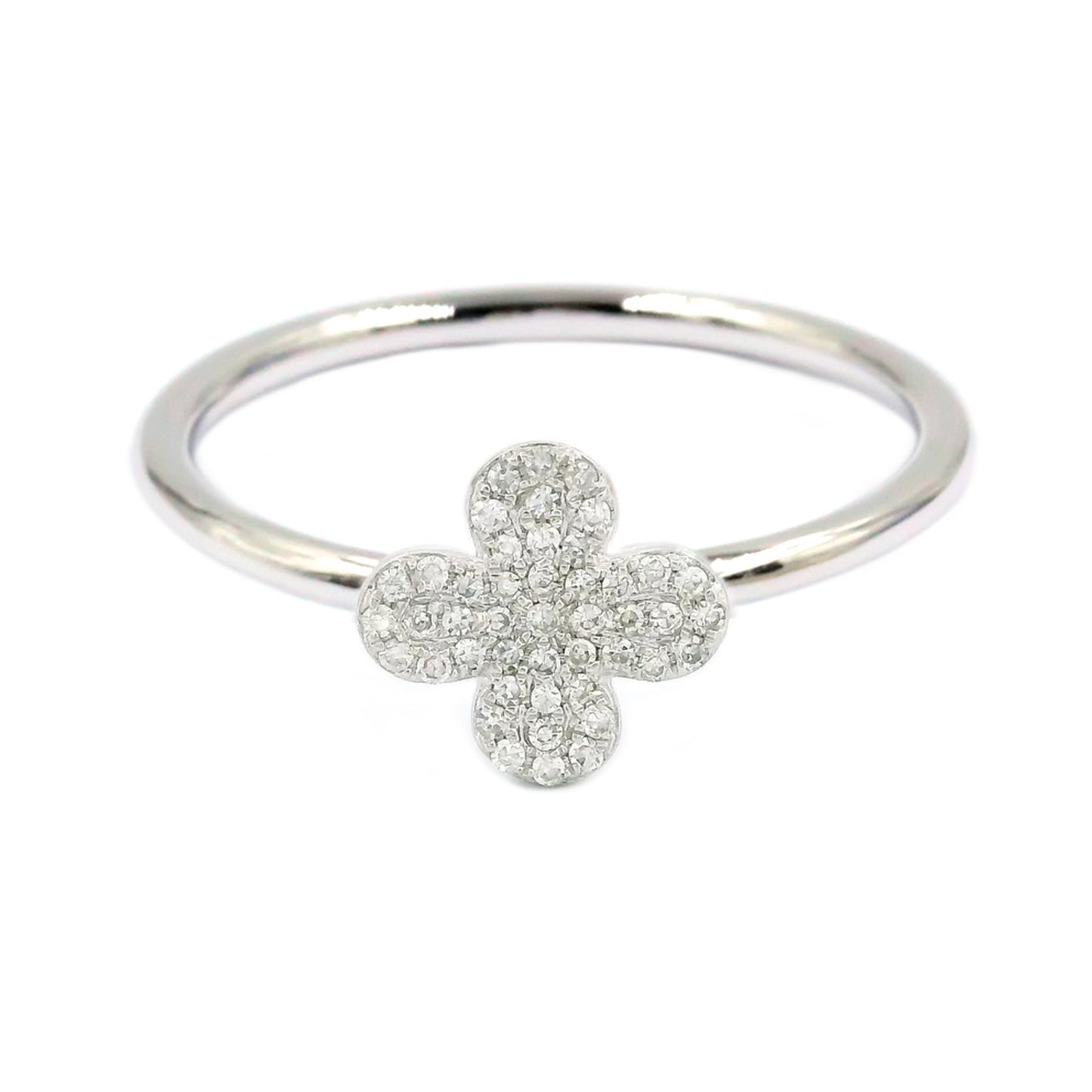 Gilded Lane 14K Gold 0.09ctw Diamond Clover Cluster Ring