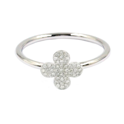 Gilded Lane 14K Gold 0.09ctw Diamond Clover Cluster Ring