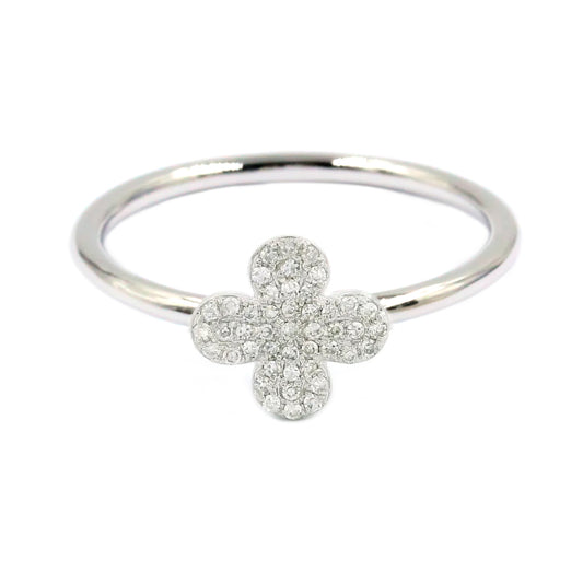Gilded Lane 14K Gold 0.09ctw Diamond Clover Cluster Ring