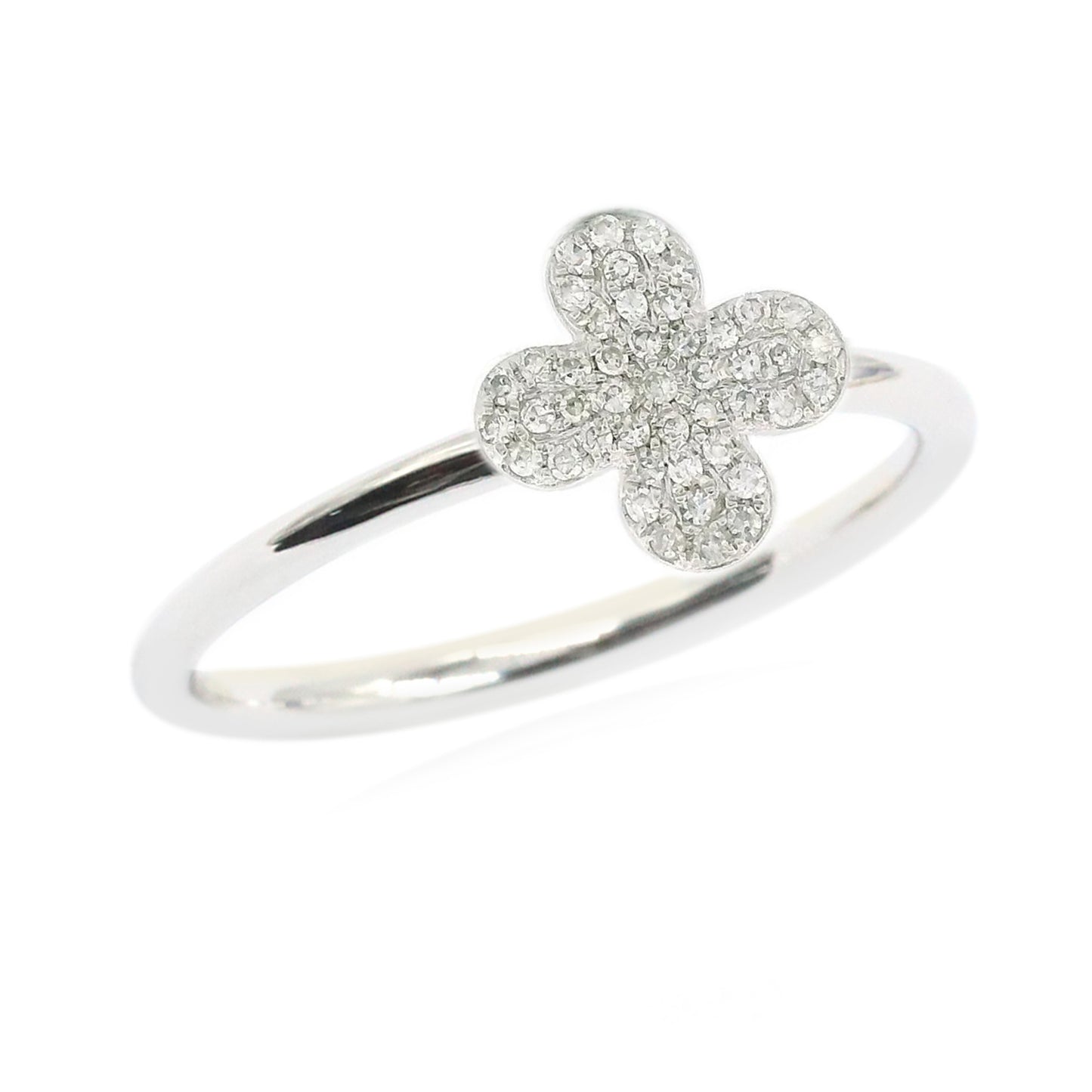 Gilded Lane 14K Gold 0.09ctw Diamond Clover Cluster Ring