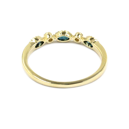 Gilded Lane 14K Gold Marquise Gemstone & Diamond Milgrain Stack Ring
