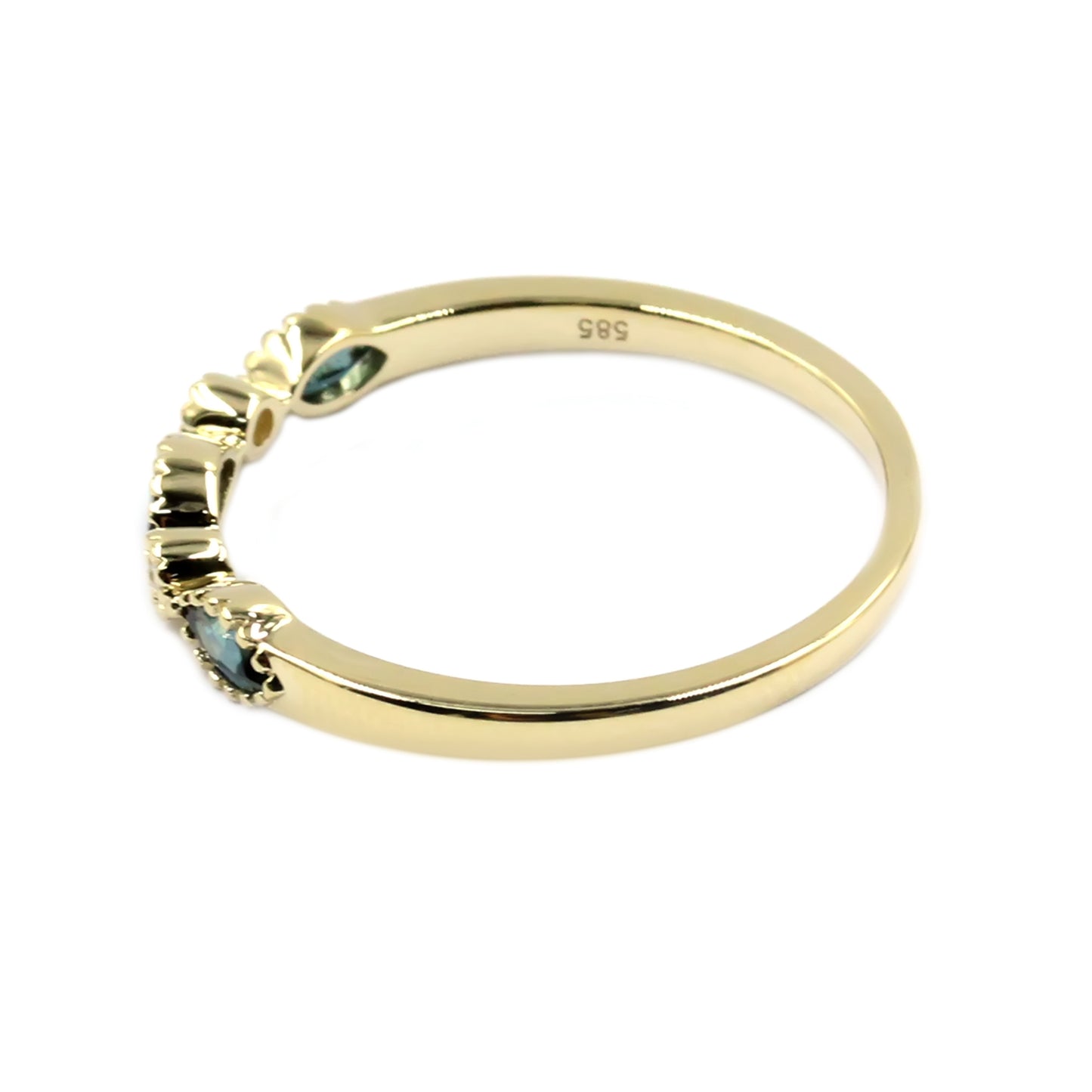 Gilded Lane 14K Gold Marquise Gemstone & Diamond Milgrain Stack Ring