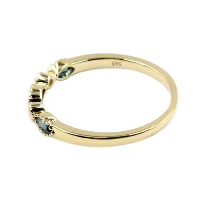 Gilded Lane 14K Gold Marquise Gemstone & Diamond Milgrain Stack Ring
