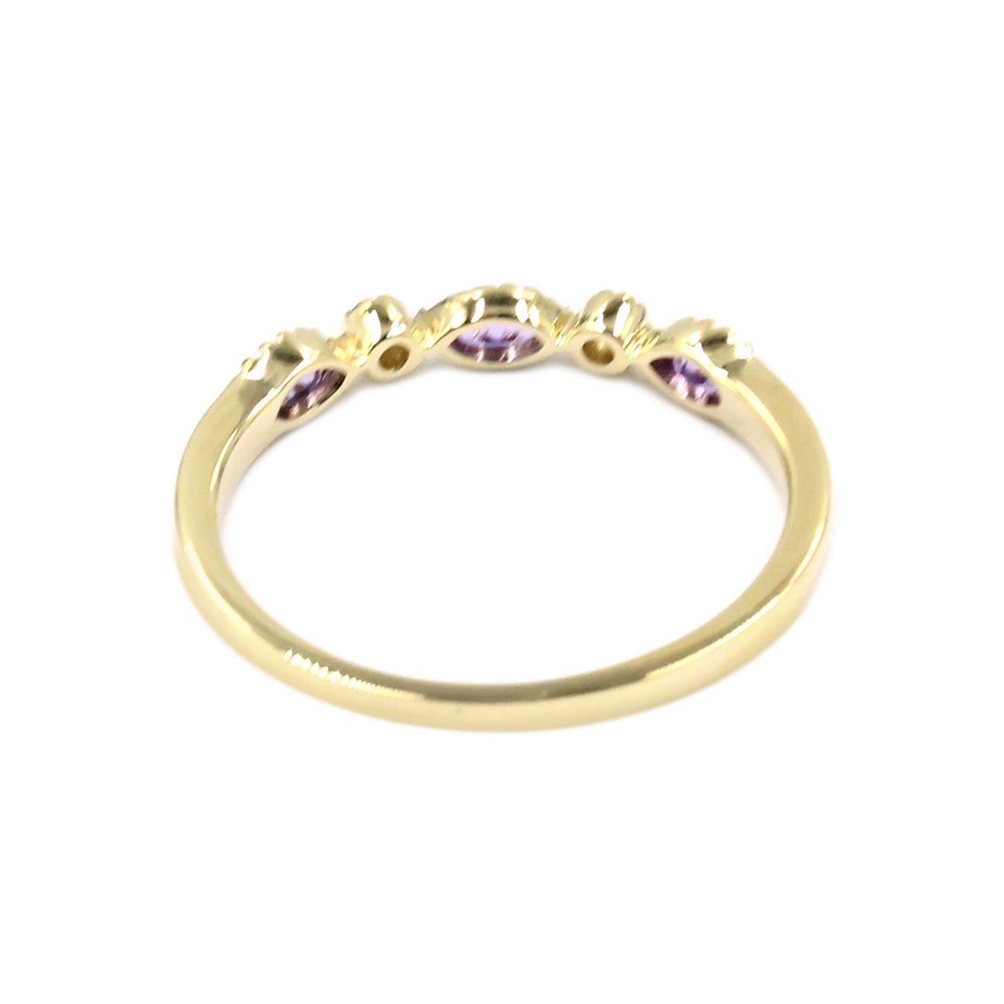 Gilded Lane 14K Gold Marquise Gemstone & Diamond Milgrain Stack Ring