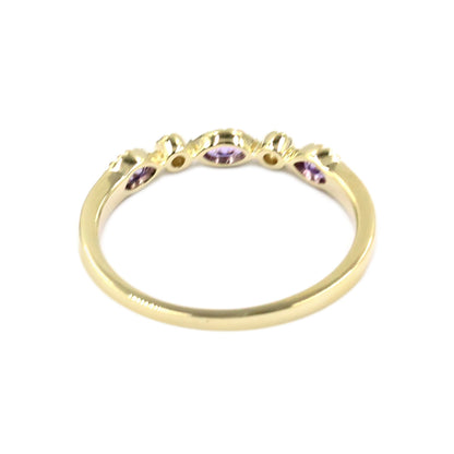 Gilded Lane 14K Gold Marquise Gemstone & Diamond Milgrain Stack Ring