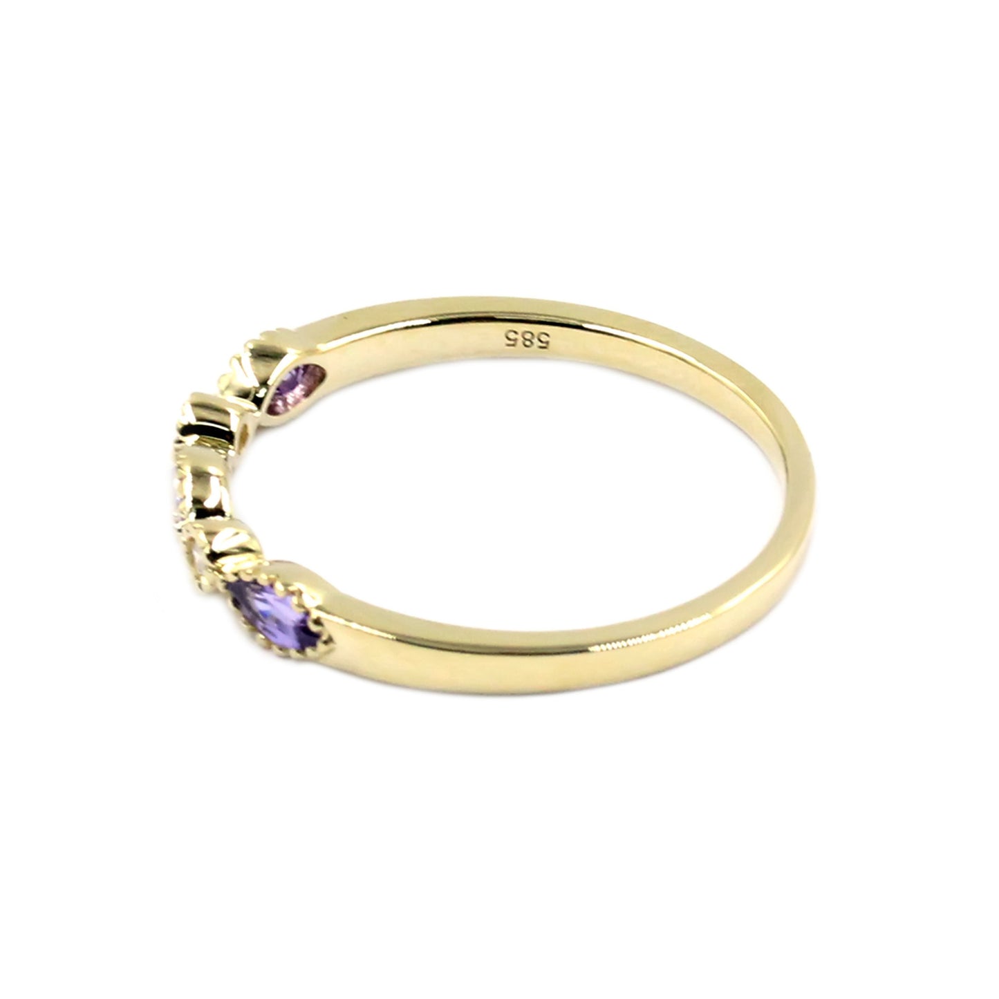 Gilded Lane 14K Gold Marquise Gemstone & Diamond Milgrain Stack Ring