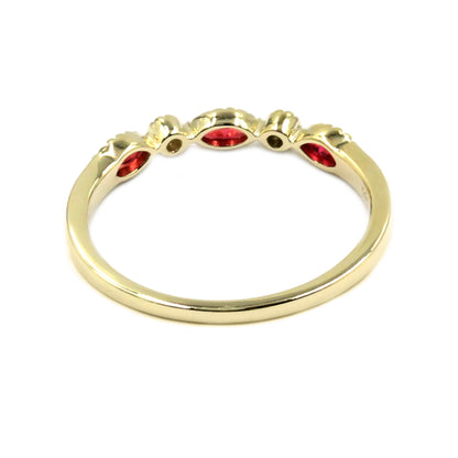 Gilded Lane 14K Gold Marquise Gemstone & Diamond Milgrain Stack Ring